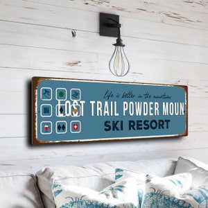 Lost Trail Powder Mountain Sign, Ski Resort Signs, Vintage Style Ski Signs, Ski Decor, Ski Lodge Sign, Ski Signs, CMSUSSKI162