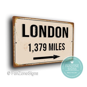 PERSONALIZED LONDON CITY Sign, London City Distance Sign, City of London Gift, London Gifts, Miles, Km, London Souvenir, London City Signs