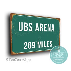 Personalized UBS Arena Distance Sign: New York Islanders Hockey
