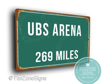 UBS Arena Distanz Schild: New York Islanders Hockey