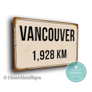 PERSONALIZED VANCOUVER CITY Sign, Vancouver City Distance Sign, Vancouver Gift, Vancouver Gifts, Miles, Km, Vancouver Souvenir, Vancouver