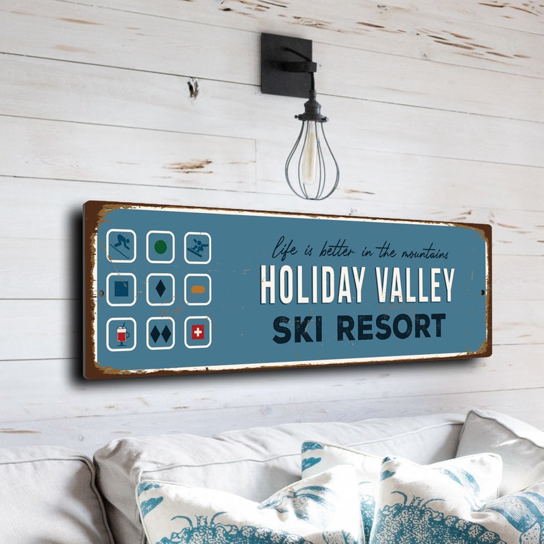 Holiday Valley Sign, Ski Resort Signs, Vintage Style Ski Signs, Ski Decor, Ski Lodge Sign, Ski Signs, CMSUSSKI164 image 1