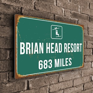 Placa de DISTÂNCIA Brian Head, Placas de Milhas, Placa Personalizada Brian Head, Esqui, Presentes Brian Head, Presentes para Estações de Esqui, Decoração de Esqui, Estação de Esqui Brian Head