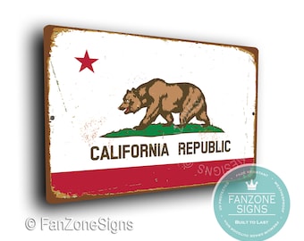 CALIFORNIA STATE flag sign, Vintage style California Sign, California Sign, Composite Aluminum California Sign, California Republic Sign,