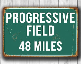 PERSONALIZED PROGRESSIVE FIELD Distance Sign, Progressive Field Miles Miles, Cleveland Indians, Green Miles Sign, Baseball Distance Signs,