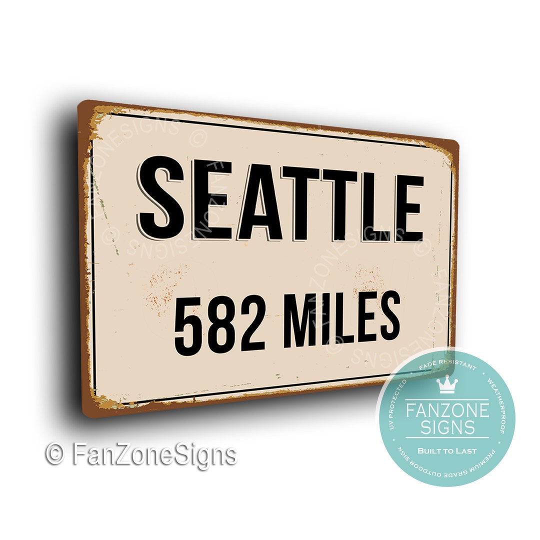 Personalized Seattle Distance Sign: Vintage Style City Souvenir - Etsy