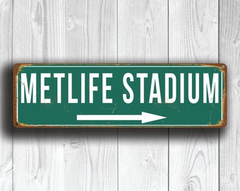 METLIFE STADIUM Signs, Vintage style Metlife Stadium Signs, Metlife Stadium Sign, New York Giants, New York Jets, Football Gifts, Go Jets