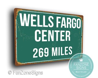 Wells Fargo Center Distance Sign: Personalized Philadelphia Flyers Decor