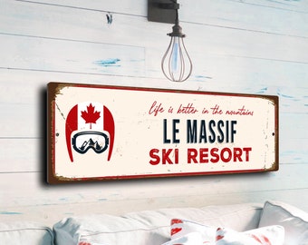 Le Massif Sign, Ski Resort Signs, Vintage Style Ski Signs, Le Massif ,Ski Decor, Ski Lodge Sign, Ski Signs, Le Massif Décor, CMSCASKI-105