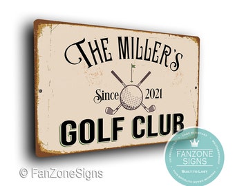 Personalized Golf Club Sign: Family Name Decor