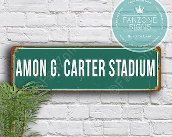 Amon G Carter Stadium | Vintage Style Signs | College Football Memorabilia | TCU Horned Frogs