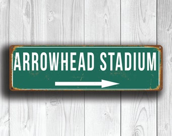 ARROWHEAD STADIUM Sign, Vintage style Arrowhead Stadium Sign, Kansas City Chiefs, Football Gifts, Chiefs Signs, Chiefs Football
