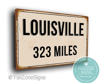 PERSONALIZED LOUISVILLE CITY Sign, Louisville City Distance, Louisville Gift, Louisville Gifts, Miles, Km, Louisville Souvenir, Louisville
