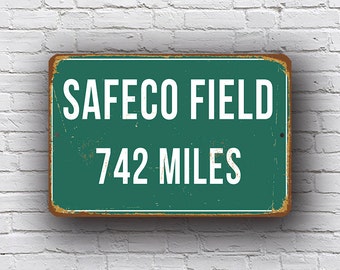 SAFECO FIELD DISTANCE Sign, Vintage style Safeco Field Sign, Safeco Field Sign, Seattle Mariners, Safeco Miles, Safeco Gifts, Mariners Signs