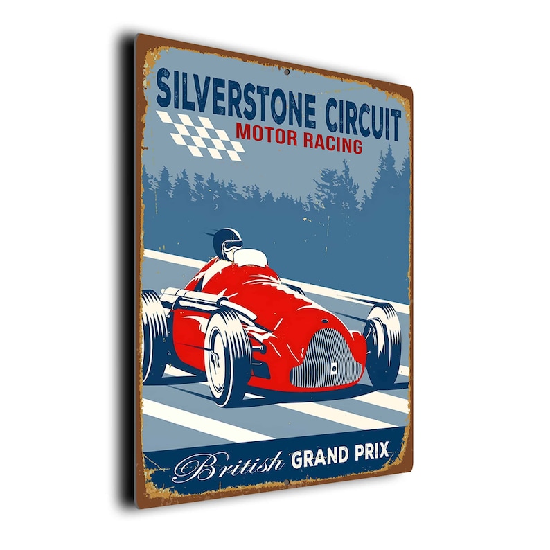 Silverstone Circuit Sign, Vintage Style Motor Racing Signs, Motor Racing Decor, Motor Racing Wall Art, Motor Racing Décor image 2