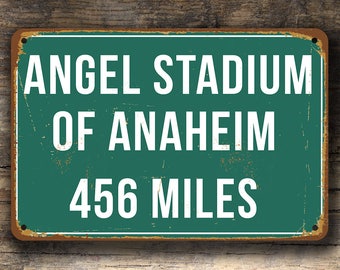 Personalized Angel Stadium Of ANAHEIM Distance Sign, Angel Stadium Miles, LA Angels Sign, Los Angeles Angels, Personalized Angels Sign, LA