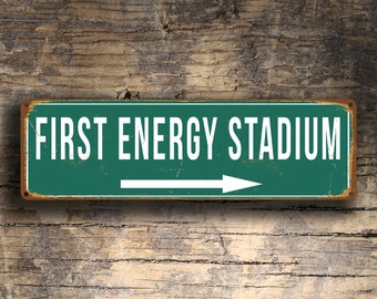 FIRST ENERGY Stadium Sign, Vintage style Stadium Signs, Home of the Cleveland Browns, Football Gifts, Cleveland Browns Gifts,