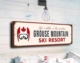 Grouse Mountain Sign, Ski Resort Signs, Ski Sign, Grouse Mountain ,Ski Decor, Ski Lodge Sign, Ski Signs, Grouse Mountain Décor, CMSCASKI-123