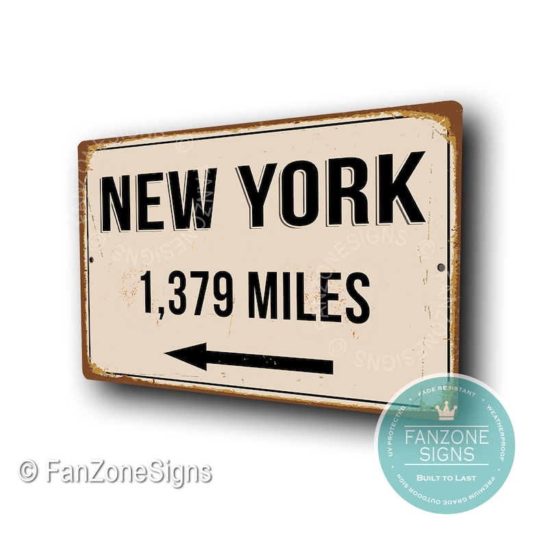 PERSONALIZED NEW YORK City Sign, New York City Distance Sign, City of New York Gift, New York Gifts, Miles, Km, New York Souvenir, New York image 3
