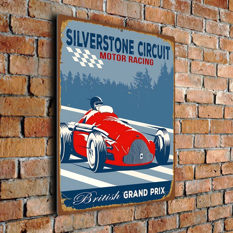 Silverstone Circuit Sign, Vintage Style Motor Racing Signs, Motor Racing Decor, Motor Racing Wall Art, Motor Racing Décor image 1
