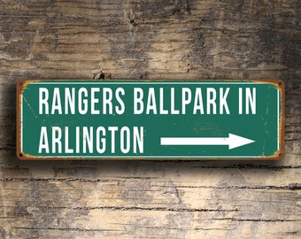 RANGERS BALLPARK In Arlington Sign, Vintage style Rangers Ballpark Signs, Home of the Texas Rangers, Baseball, Texas Rangers Sign, Rangers