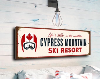 Cypress Mountain Sign, Ski Resort Signs, Ski, Cypress Mountain ,Ski Decor, Ski Lodge Sign, Ski Signs, Cypress Mountain Décor, CMSCASKI-126