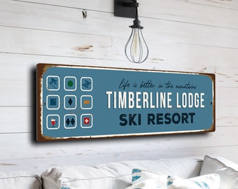 Timberline Lodge Sign, Ski Resort Signs, Vintage Style Ski Signs, Ski Decor, Ski Lodge Sign, Ski Signs, CMSUSSKI141