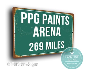 Personalized PPG Paints Arena Distance Sign: Pittsburgh Penguins Hockey