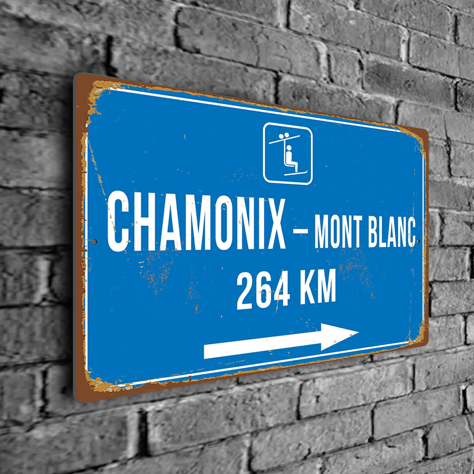 Custom Chamonix-mont Blanc Ski Distance Sign: Personalized Ski