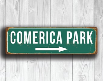 COMERICA PARK SIGN, Vintage style Comerica Park Sign, Comerica Park Signs, Detroit Tigers, baseball Gifts, Tigers Decor, Detroit Tigers Sign