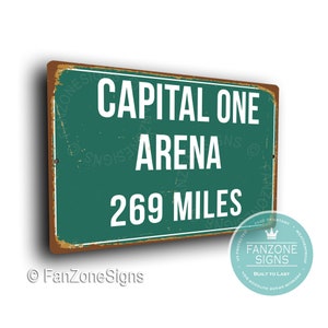 CAPITAL ONE ARENA Distance Sign, Personalized Capital One Arena Sign, Home of the Washington Capitals, Ice Hockey Gifts, Washington Capitals