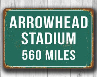 PERSONALIZED ARROWHEAD STADIUM Distance Sign, Arrowhead Stadium Sign, Arrowhead Stadium Miles, Personalized Chiefs Gift, Kansas City Chiefs