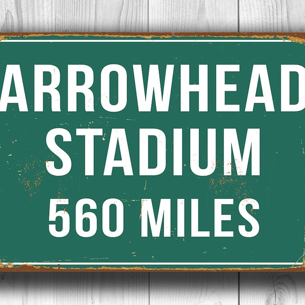 PERSONALIZED ARROWHEAD STADIUM Distance Sign, Arrowhead Stadium Sign, Arrowhead Stadium Miles, Personalized Chiefs Gift, Kansas City Chiefs