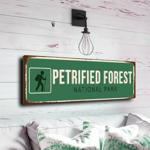 Cartello del Parco Nazionale della Foresta Pietrificata, regalo della Foresta Pietrificata, cartello della Foresta Pietrificata in stile vintage, costruito per durare, resistente allo sbiadimento, CMSUSNP48