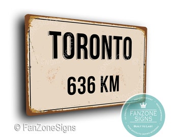 PERSONALIZED TORONTO CITY Sign, Toronto City Distance Sign, City of Toronto Gift, Toronto Gifts, Miles, Km, Toronto Souvenir, Toronto