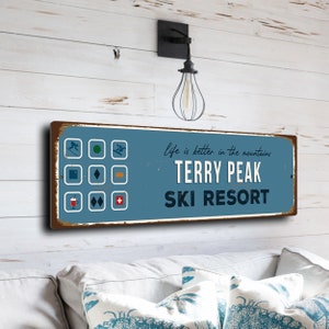 Terry Peak Sign, Ski Resort Signs, Vintage Style Ski Signs, Ski Decor, Ski Lodge Sign, Ski Signs, CMSUSSKI191