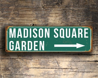 Vintage Style Madison Square Garden Sign: NY Knicks & Rangers Home