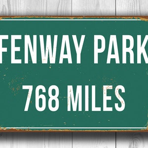 PERSONALIZED FENWAY PARK Distance Sign, Fenway Park Stadium, Fenway Park Miles, Personalized Red Sox Gifts, Red Sox Sign, Boston Red Sox