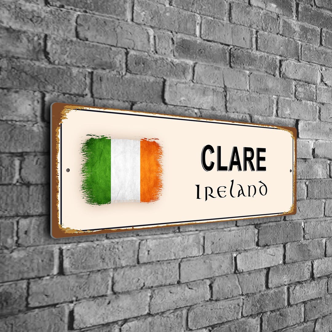 Clare Ireland Street Sign, Vintage Irish Flag Plaque, UV Protected ...