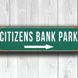 Znak CITIZENS BANK PARK, Znak Citizens Bank Park w stylu vintage, Znaki Citizens Bank Park, Siedziba Philadelphia Phillies, Znaki baseballowe,