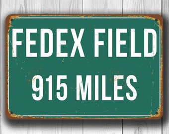 FEDEX FIELD Miles Sign, Fedex Field Distance Sign, Highway Distance Sign, Personalized Washington Football Gifts, Washington DC Football