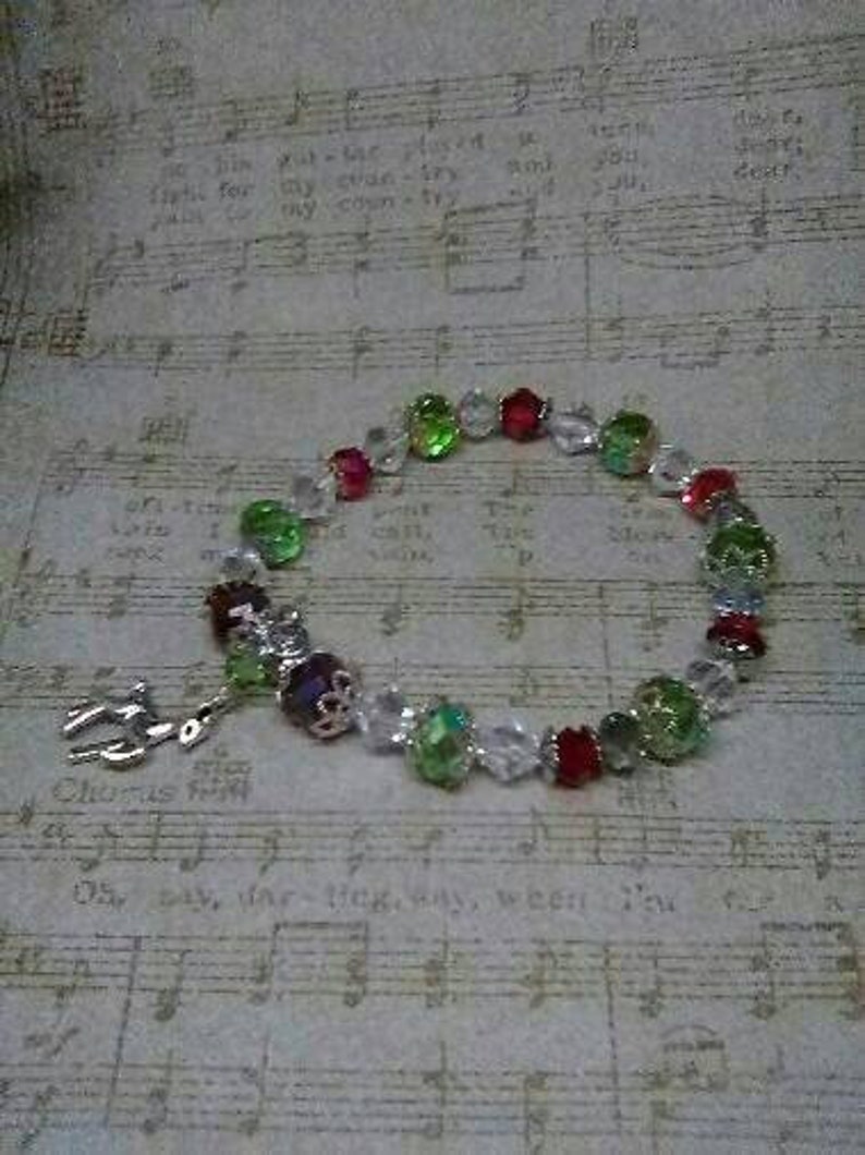Christmas Charm Bracelet Reindeer Beaded Charm Bracelet Reindeer Charm Bracelet Christmas Reindeer Beaded Charm Bracelet