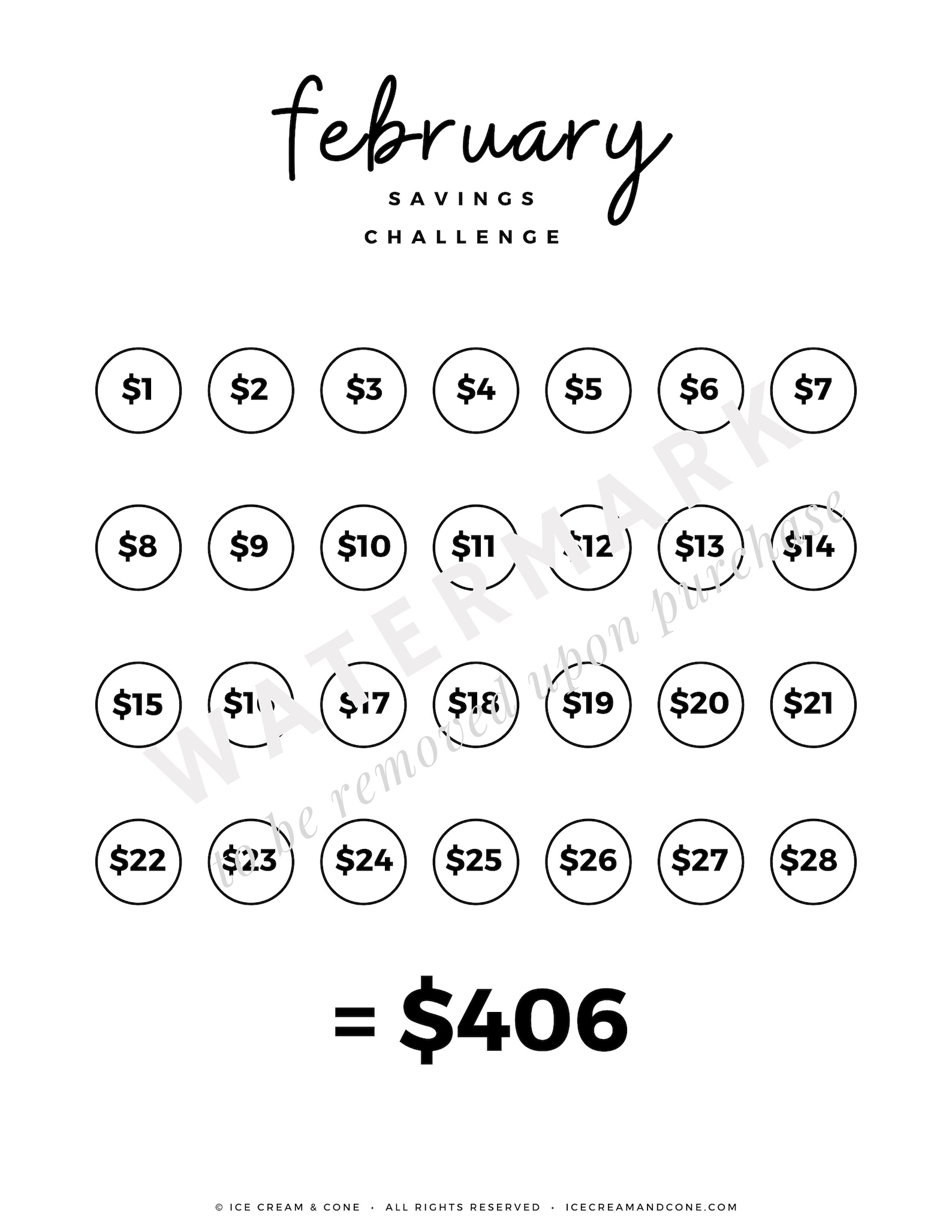 February Savings Challenge Printable Savings Savings Etsy