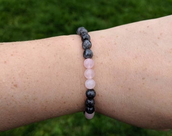 Rose Quartz & Labradorite  Bracelet / Rose Quartz Bracelet / Moonlit Crystals