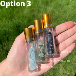 Crystal Roller Bottle 3-Pack & Single / Moonlit Crystals / Essential Oil / Healing Crystals / Essential Oil Roller / Healing Oils / Roller