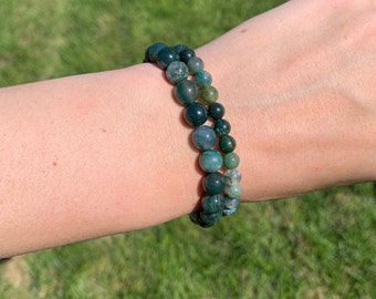 Moss Agate Bracelet: Healing Crystal, Abundance, New Beginnings