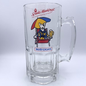 Vintage 1987 Spuds MacKenzie Bud Light Large Glass Beer Mug