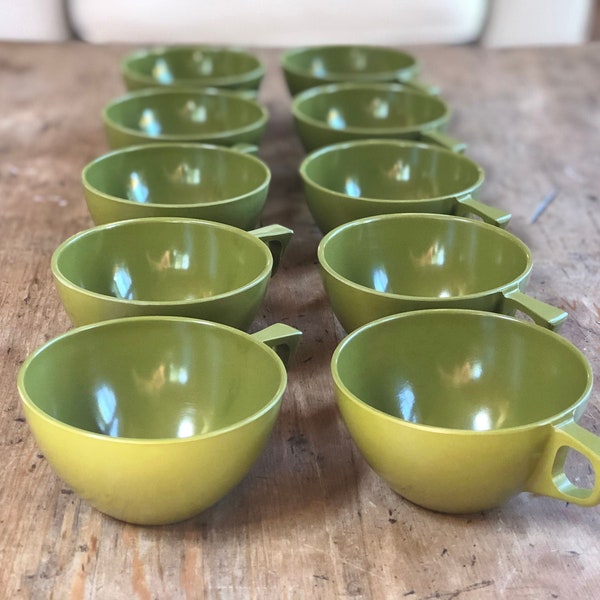 Green Vintage Melamine Coffee/Tea Cups, made by Allied Chemical - sold separately