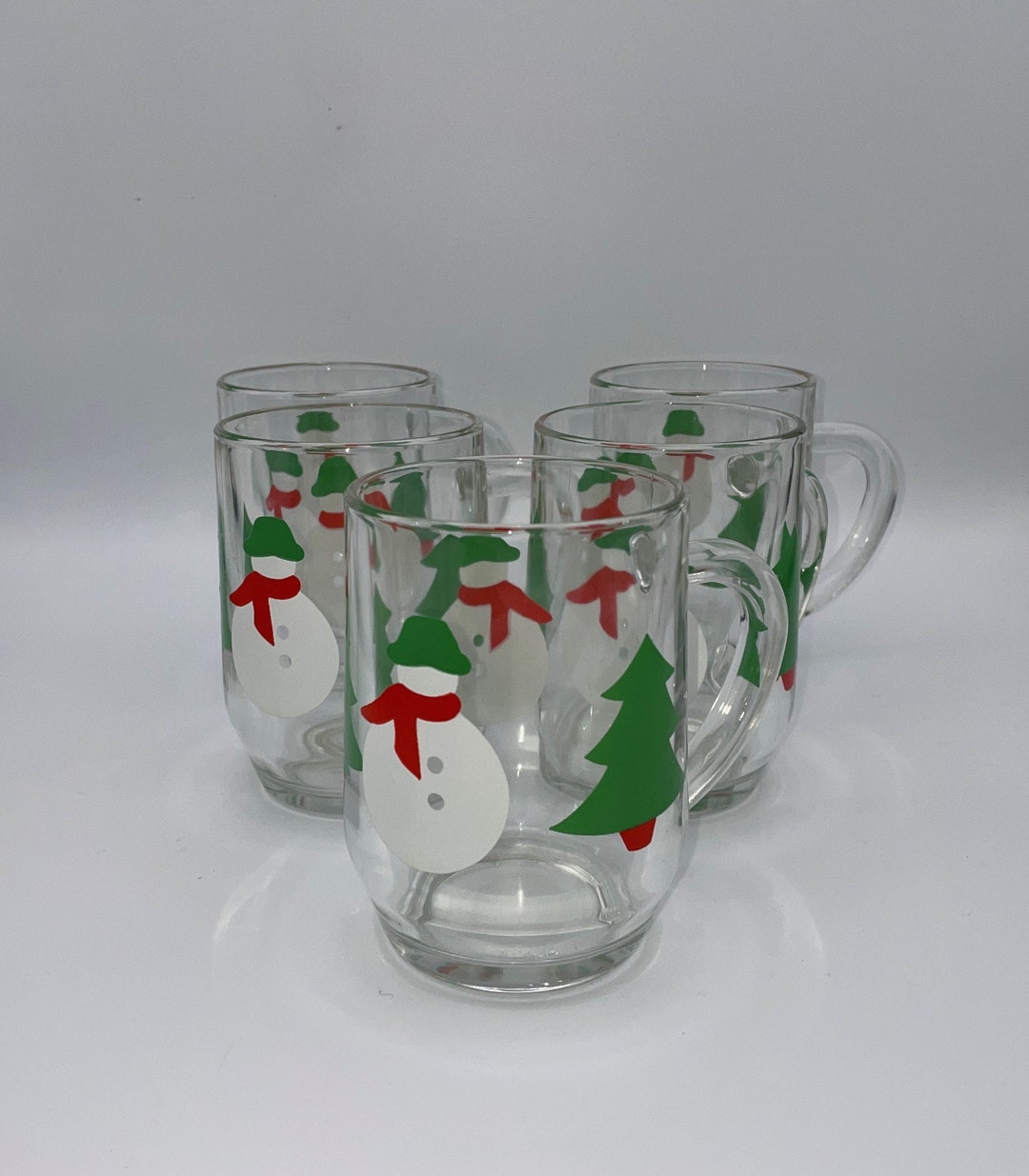 Vintage Christmas Drinking Glasses, Snowman in a Green Hat With Red ...