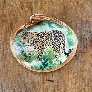 Leopard shell trinket dish tropical decor small seashell ring holder